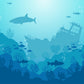 Wall murals of the ocean with wrecks