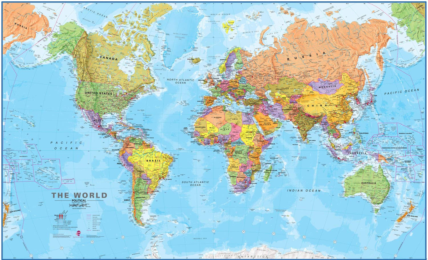 Colorful World Map Educational Wall Mural Wallpaper