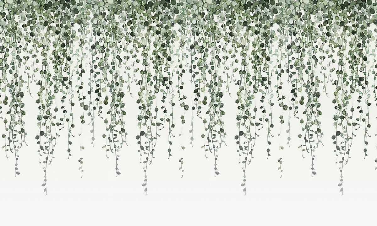 Emerald Green Botanical Cascade Mural Wallpaper