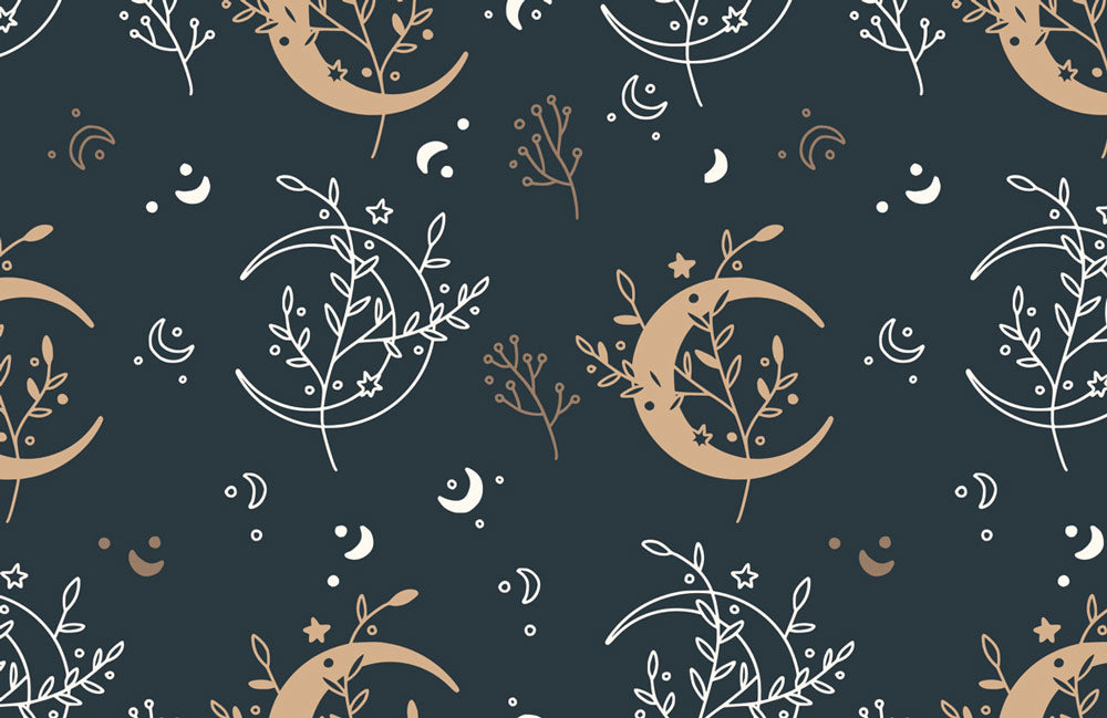 Whimsical Celestial Moon Phase Mural Wallpaper