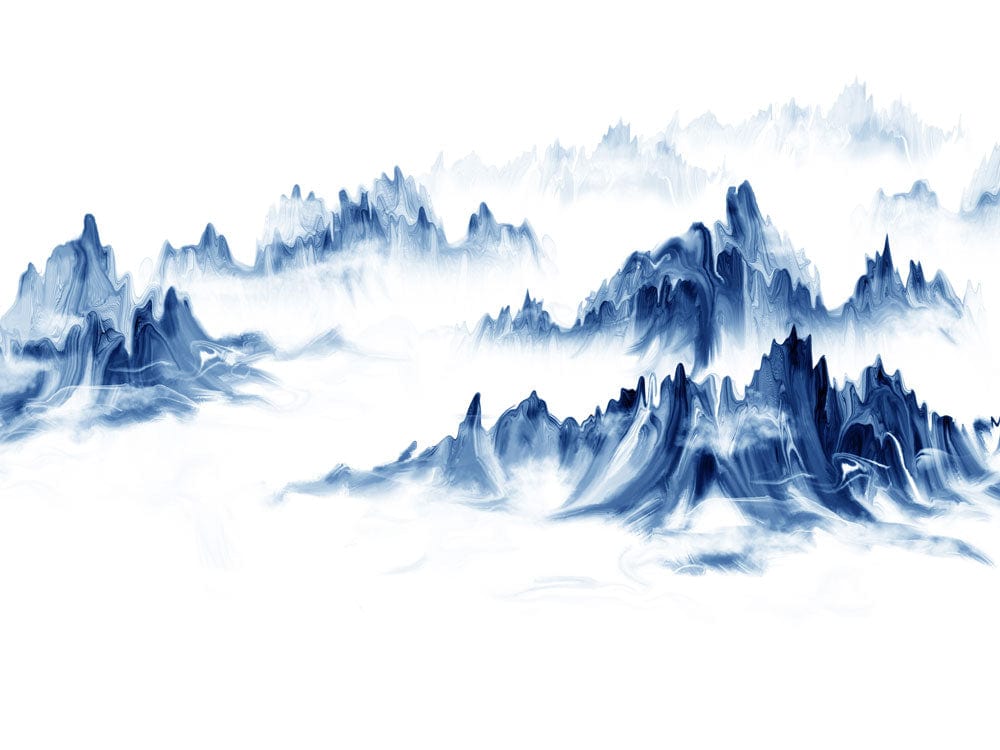 Blue Mountain Mist Landscape Mural Wallpaper