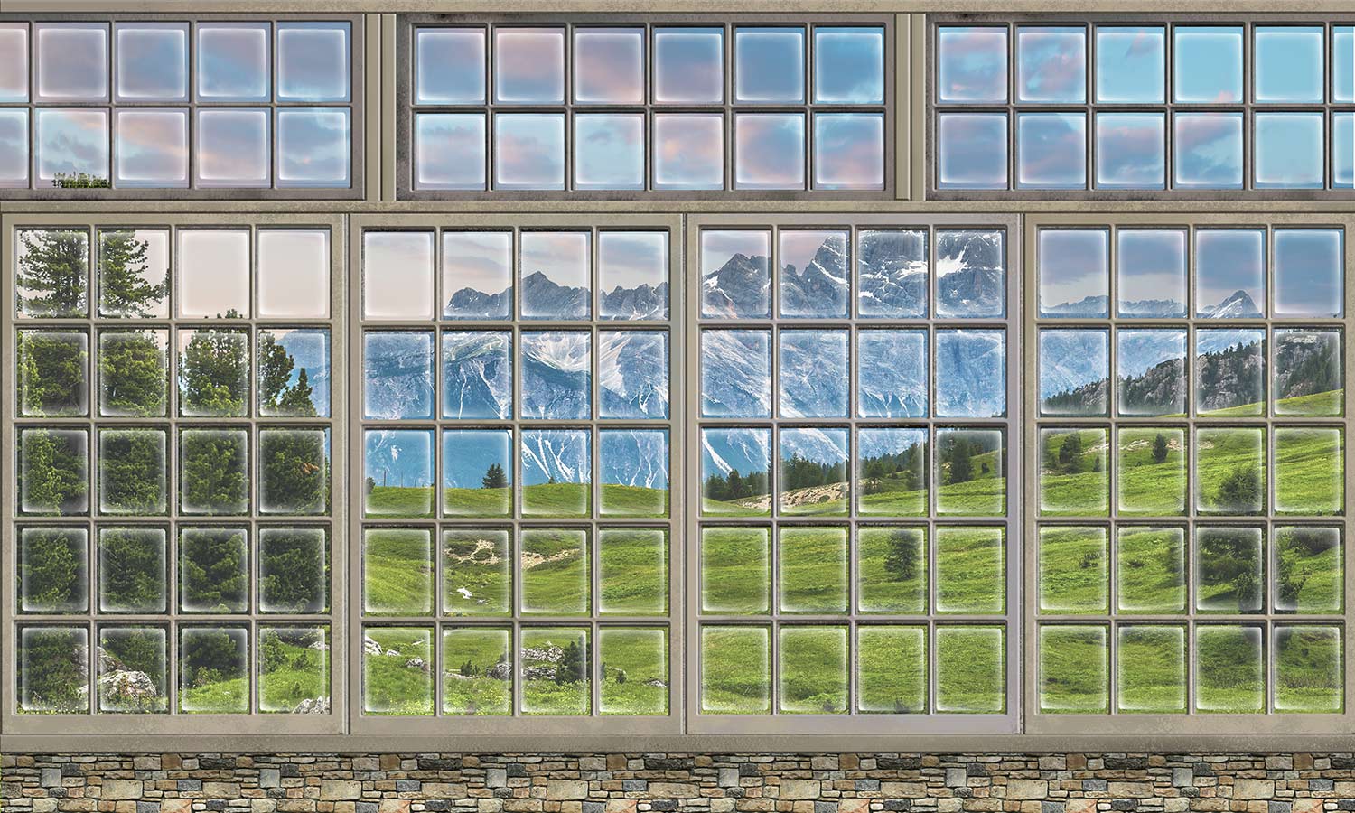 Grassland and Mountain Landscape Wallpaper Home Decor