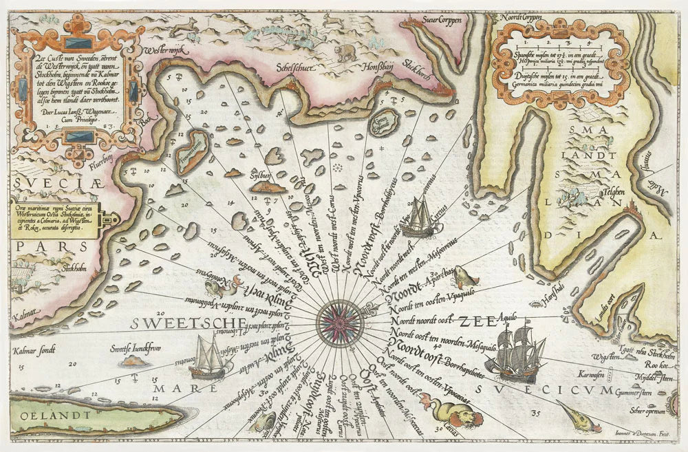 Vintage Nautical Map Wall Mural Wallpaper