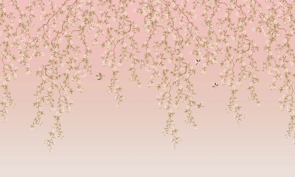 pink flower vines custom wallpaper home decor