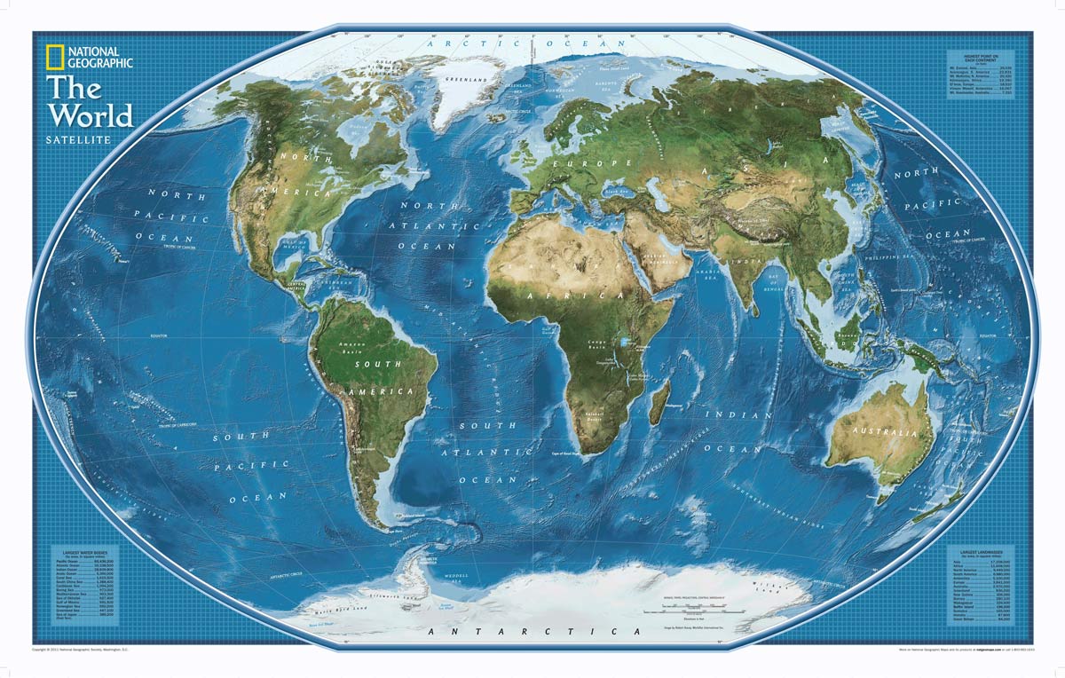 Educational Satellite Explorer World Map Mural