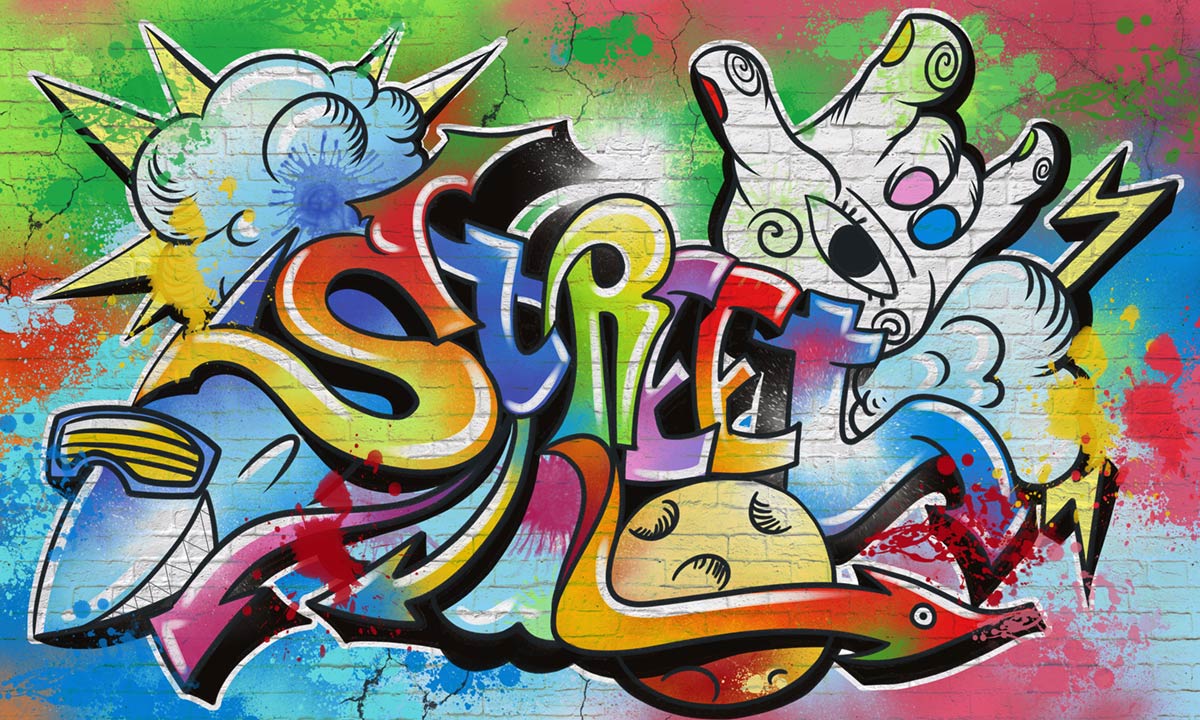 Colorful Graffiti Urban Art Mural Wallpaper