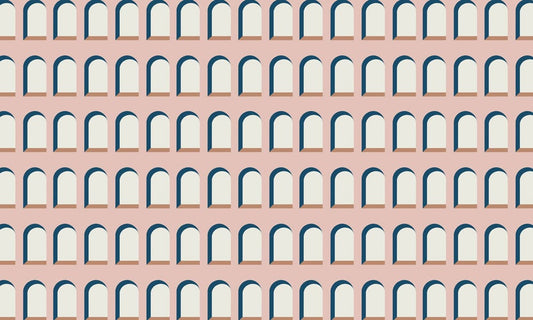 wallpaper mural with a pink 3D Nordic arch design for art and design.