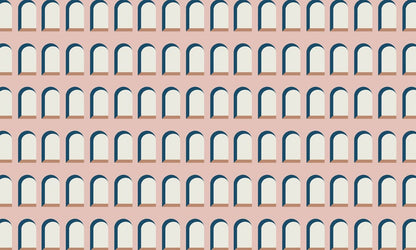 wallpaper mural with a pink 3D Nordic arch design for art and design.
