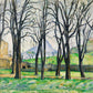 bare Trees oil painting Mural Wallpaper for wall