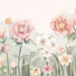 Pastel Floral Garden with Butterflies Wallpaper Mural