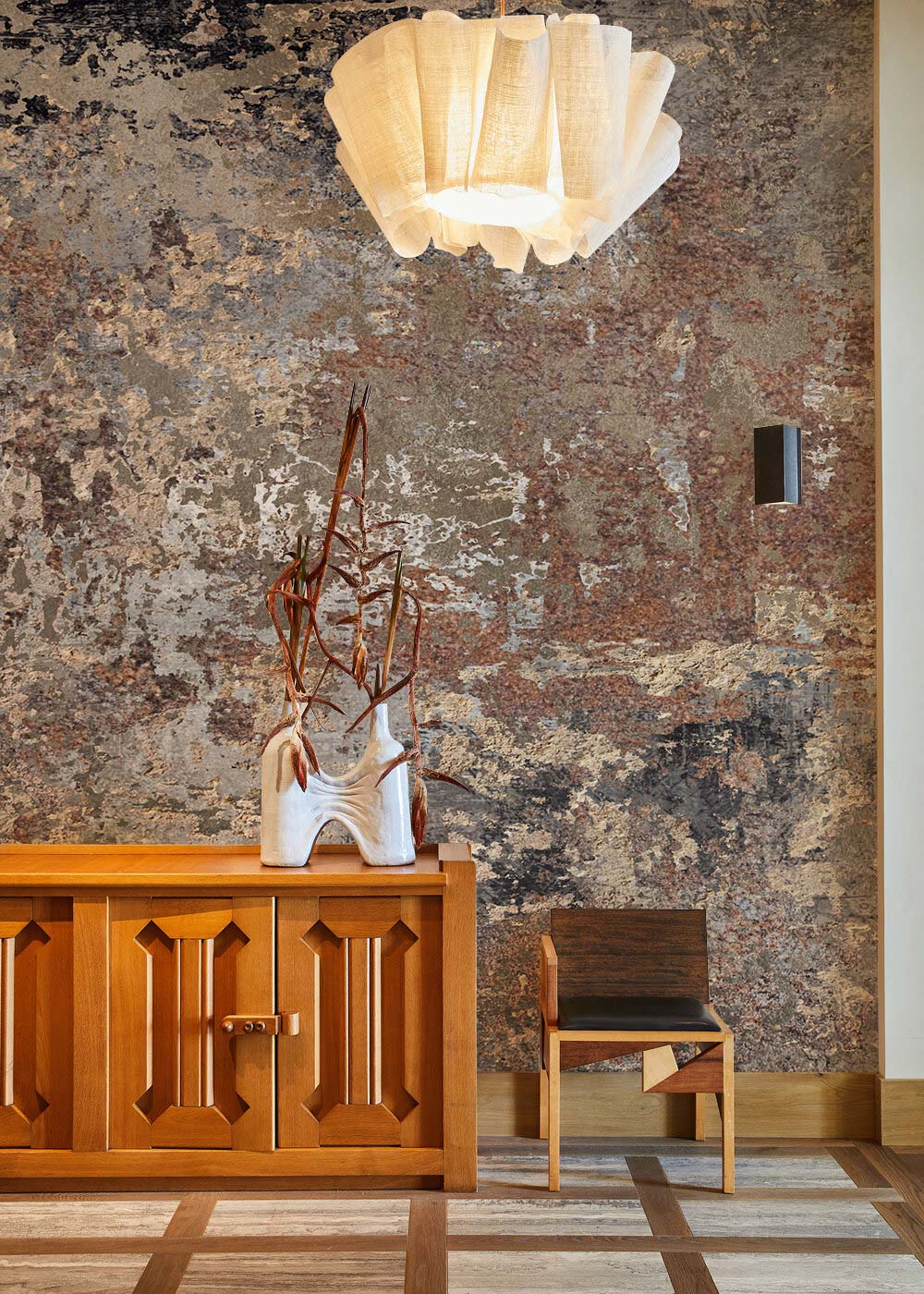 Living Room Wallpaper Mural Featuring Corrosion and Industrial Scenery