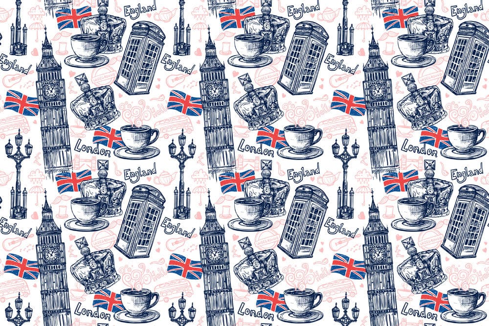 Vintage British Iconic Landmark Mural Wallpaper