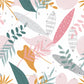 Pink Art Deco Leaves Wallpaper Mural for Use as Home Decoration