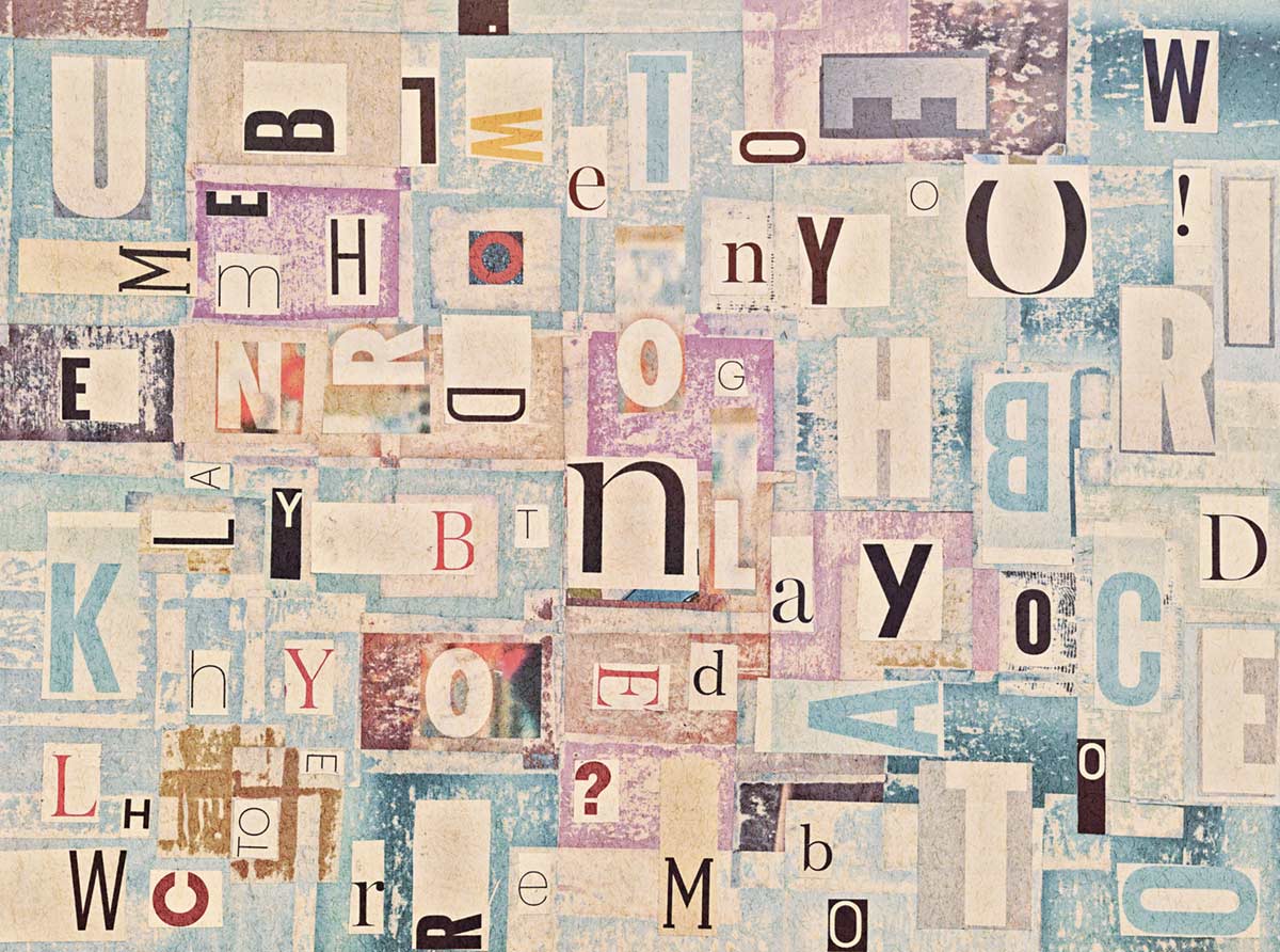 Vintage Typographic Collage Mural Wallpaper