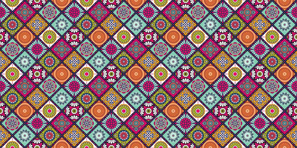 Colorful Boho Geometric Pattern Mural Wallpaper