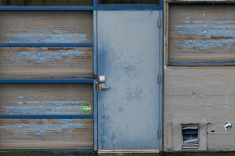 real vivid blue door for home wallpaper design