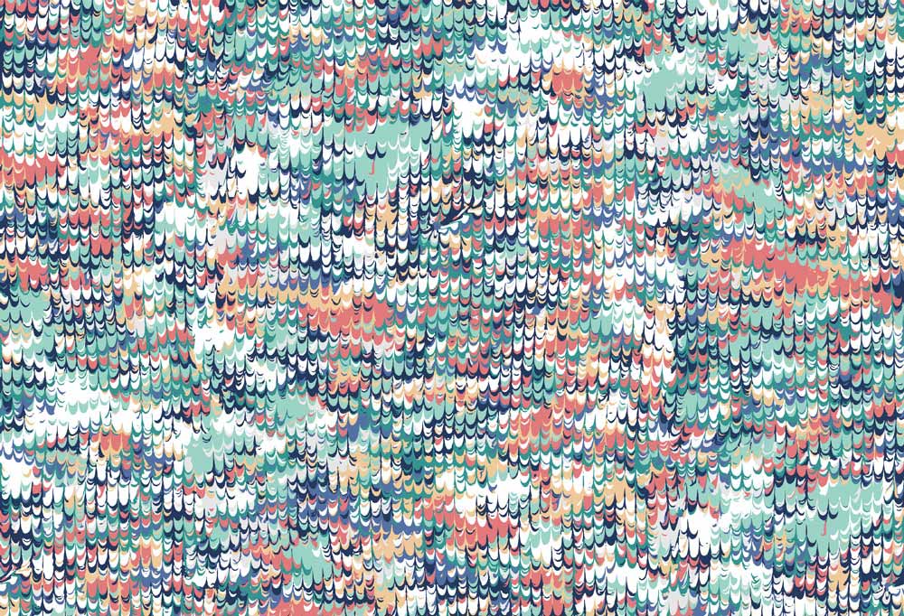 Abstract Wave Mosaic Mural Wallpaper