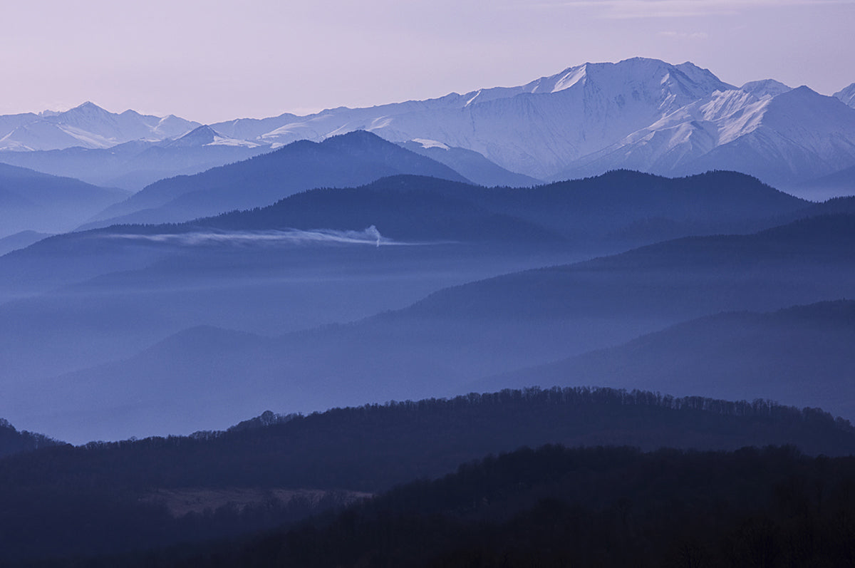 Misty Mountain Range Scenic Mural Wallpaper
