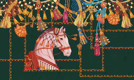 Equestrian Tassel Ornament Mural Wallpaper