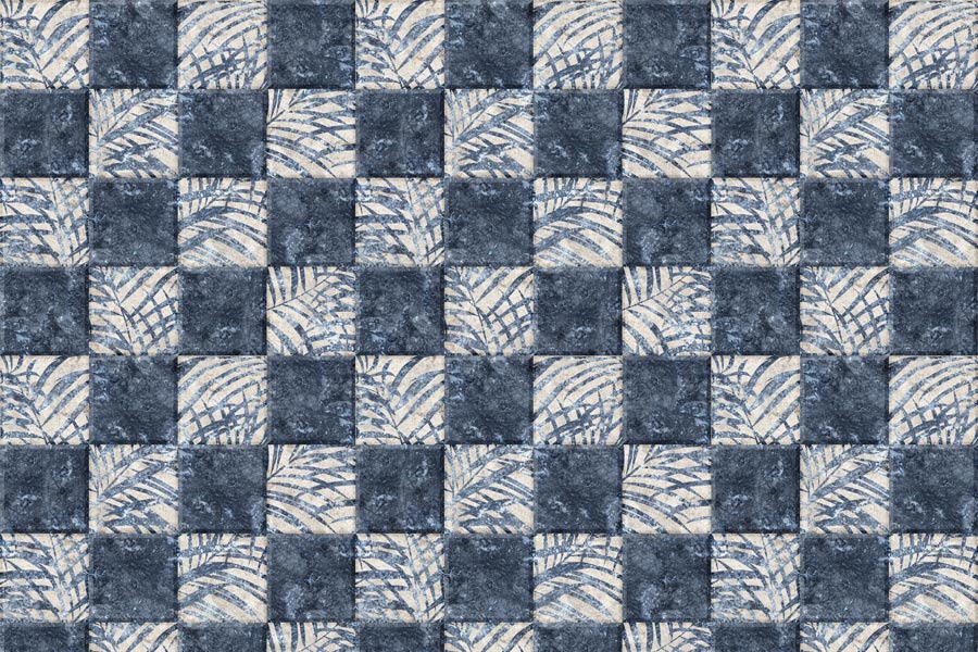 unique blue leaf pattern tile wallpaper