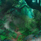 Decorate your home with a mural of a dark green forest