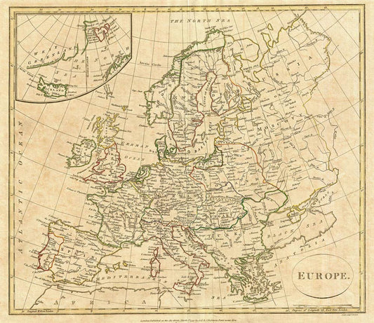 Vintage Map Europe Wall Mural