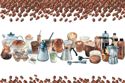 Rustic Coffee Themed Kitchen Mural Wallpaper in kitchen
