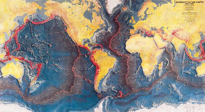 Vintage Geonova Blue World Map Wall Mural