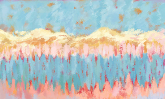 Abstract Watercolor Skyline Mural Wallpaper