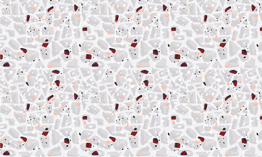Wallpaper Mural with Terrazzo Tiles in Gray