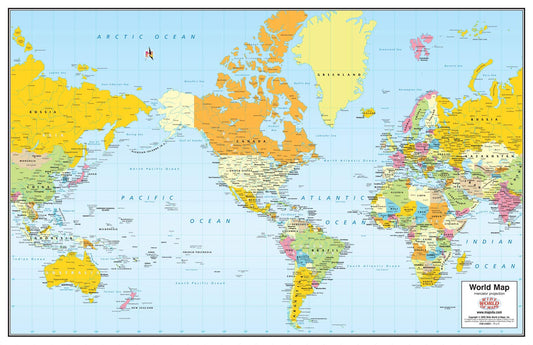 Educational Bright World Map Mural Wallpaper