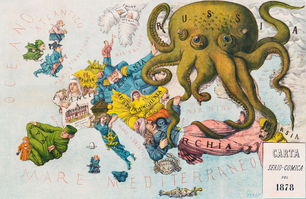 Cartoon Depiction of Europe Custom Map Wallpaper Mural