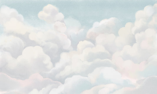 White Clouds Landscape Wallpaper Custom Art Design
