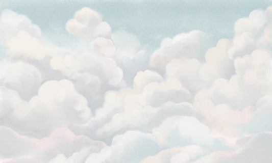 White Clouds Landscape Wallpaper Custom Art Design