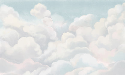 White Clouds Landscape Wallpaper Custom Art Design