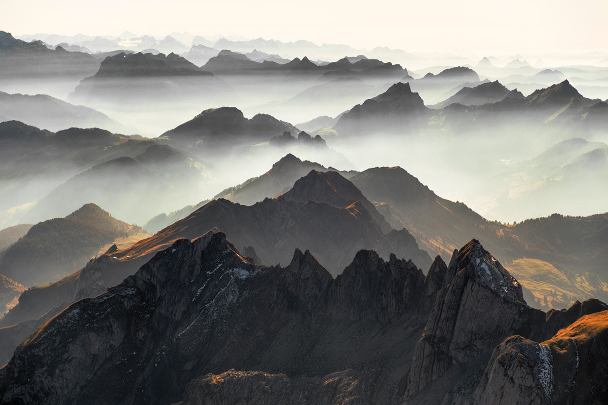 Misty Mountain Peaks Landscape Mural Wallpaper