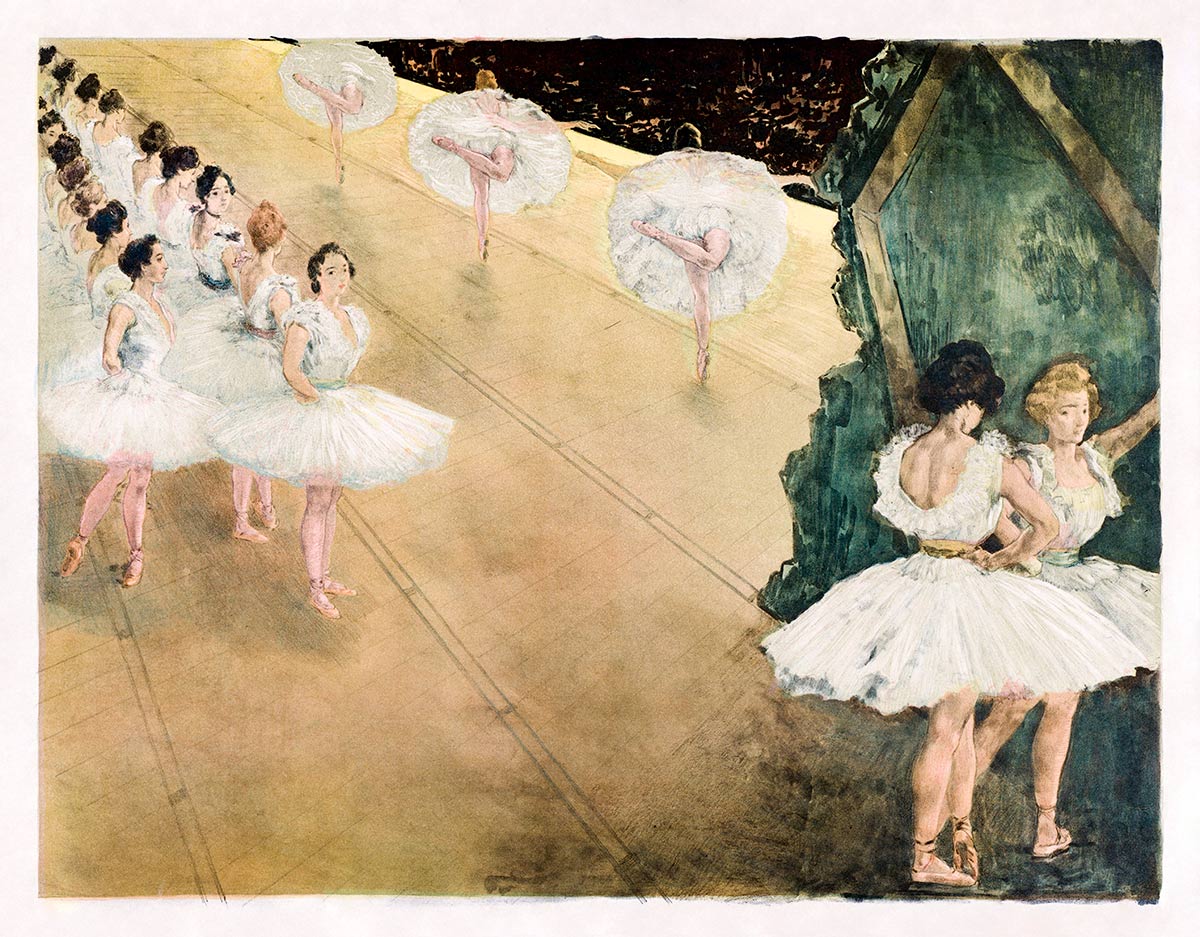 Vintage Ballet Dance Illustration Mural Wallpaper