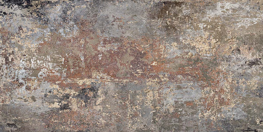 Plain Industrial Wallpaper with Corrosion and a Mural