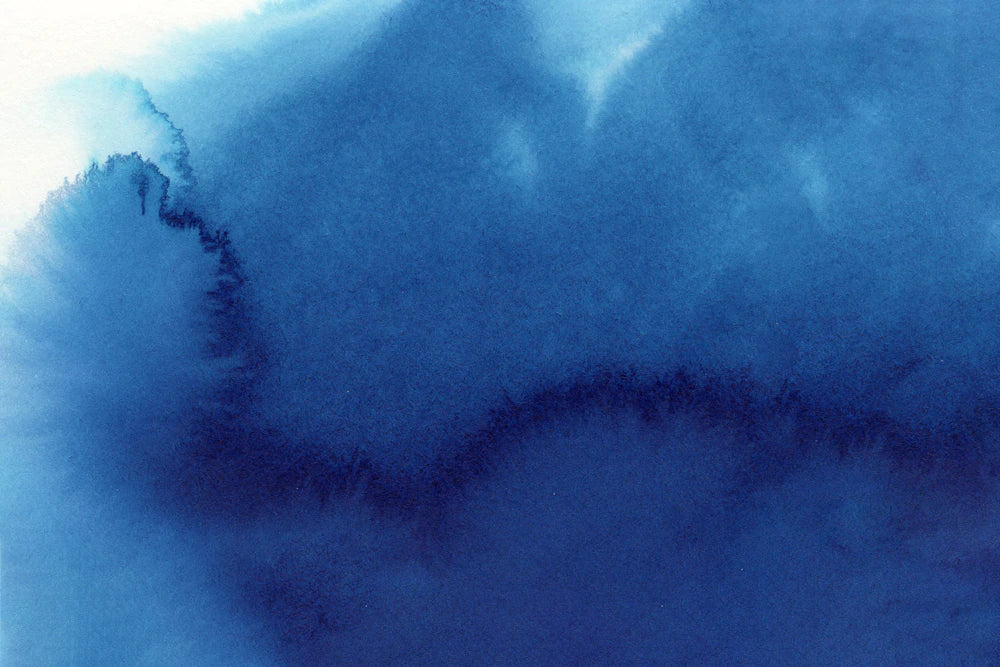 Abstract Watercolor Blue Wave Mural Wallpaper