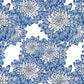 bespoke wallpaper with white and blue flower patterns