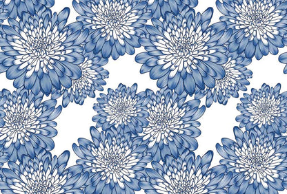 bespoke wallpaper with white and blue flower patterns