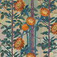 Botanical Orange Flower Stripe Mural Wallpaper