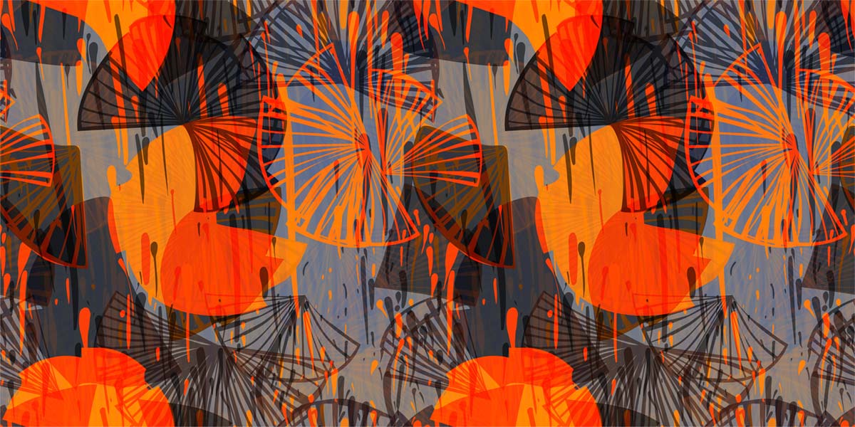 Abstract Orange Geometric Mural Wallpaper