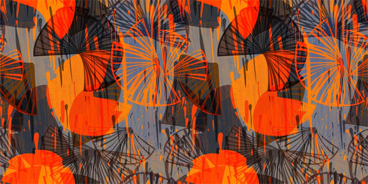 Textile Orange Pattern Abstract Wallpaper Decor