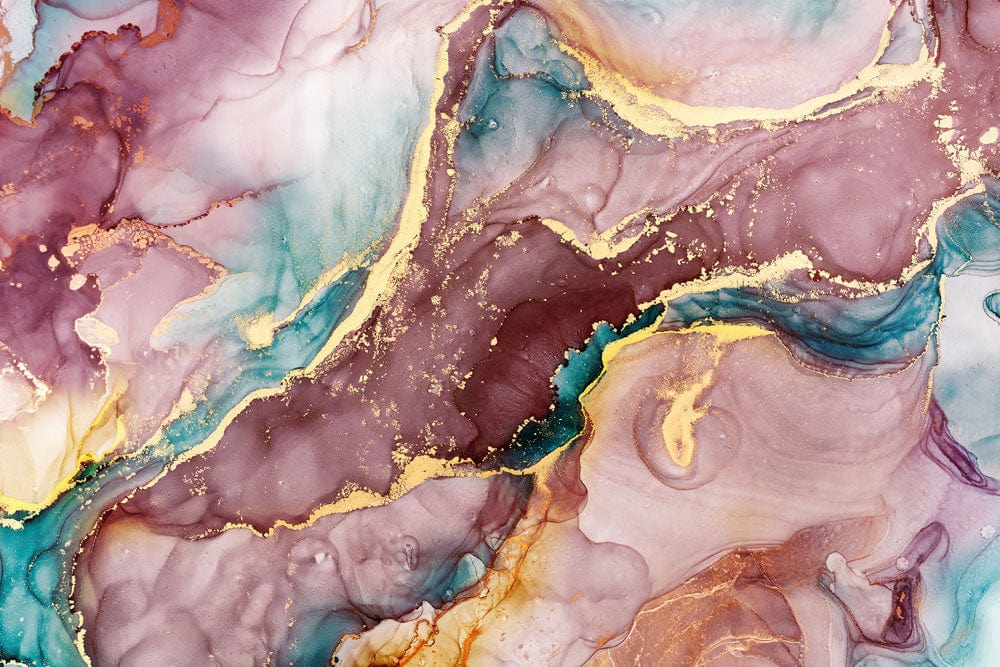 Abstract Gold Marbled Ink Mural Wallpaper
