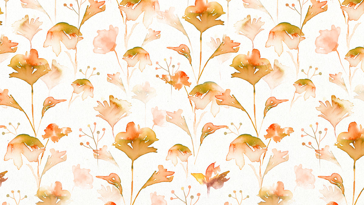 Wallpaper mural with a defoliation pattern of autumn ginkgo leaves