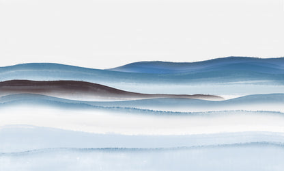 Soothing Blue Abstract Landscape Mural Wallpaper