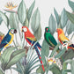Plain Macaws Wallpaper with Colorful Birds in a Mural