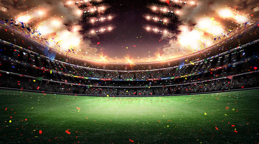 Plain Wallpaper Mural Depiction of a Brilliantly Lit Stadium at Night