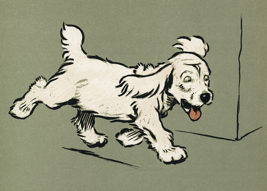 White Puppy Cartoon Animal Wall Mural Design